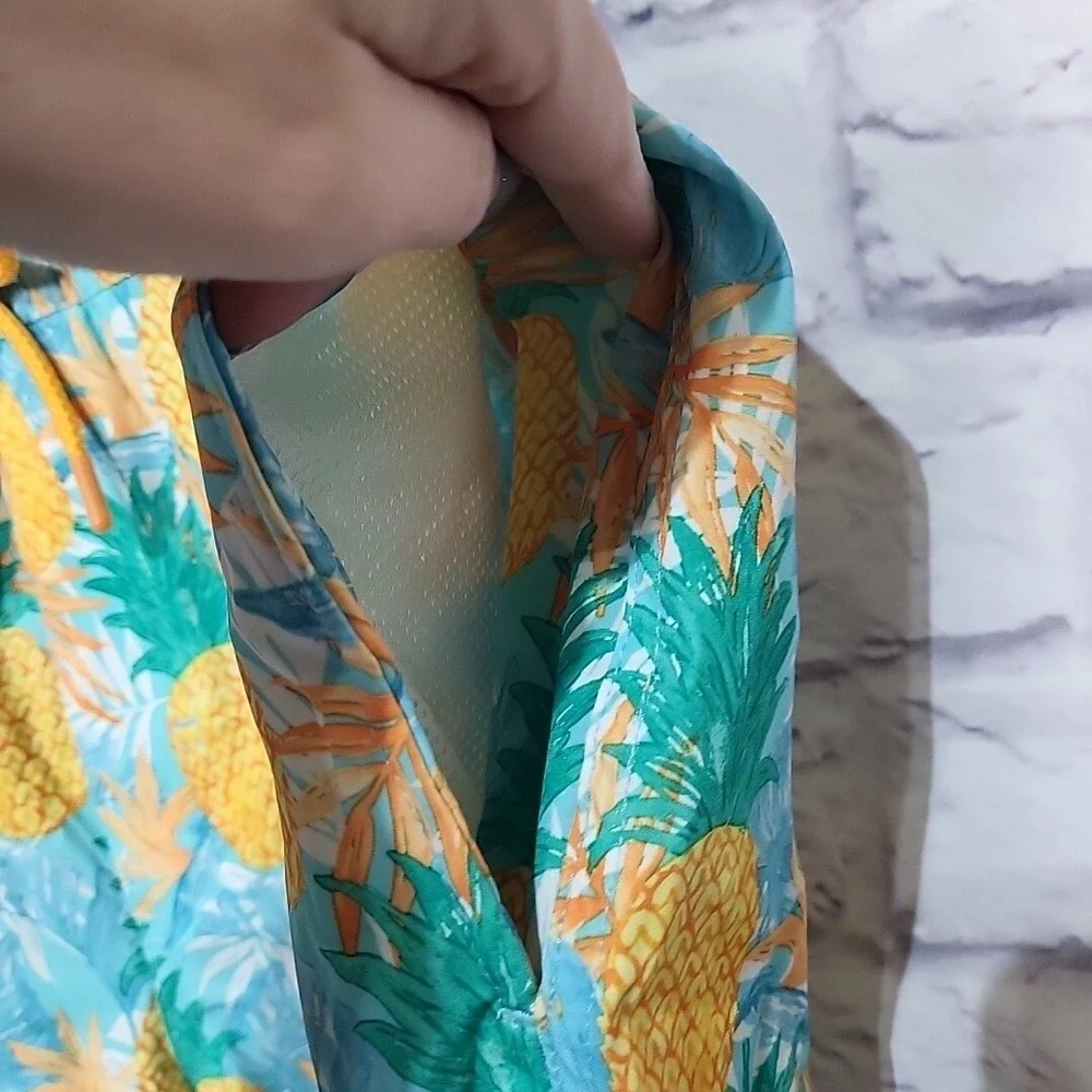 Mens XL Pineapple Print Swim Trunks Swimsuit Shorts with Liner‎ UPF 50 Quick Dry